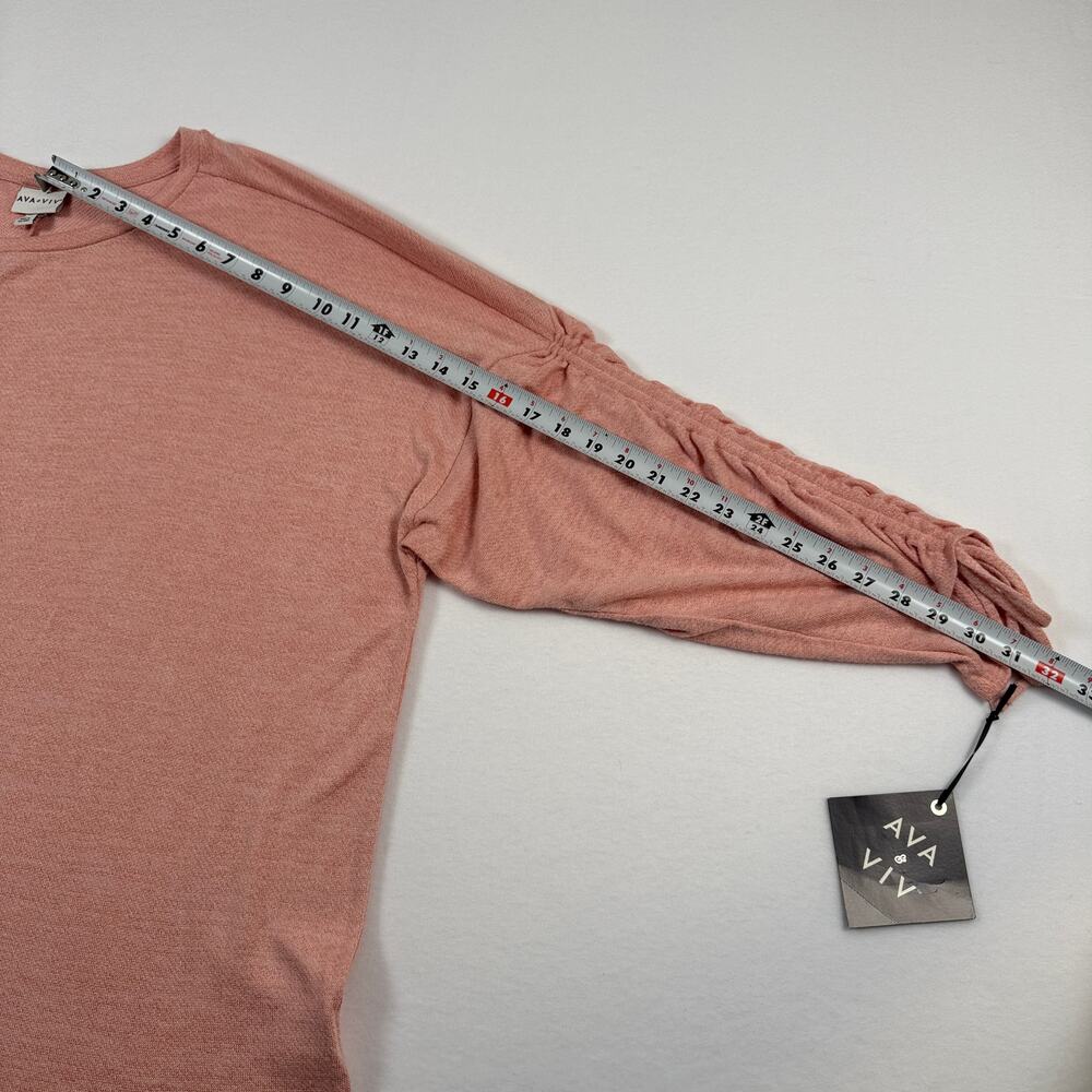 Ava & Viv Peach Pink Knit Top Ruched Lace Up Sleeves Women's Plus Size 4X - Picture 9 of 9
